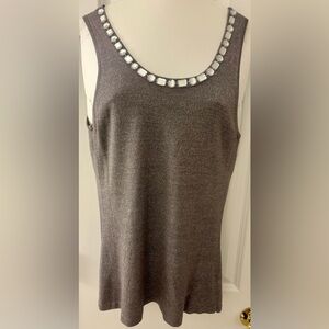 WD.NY sz XL, tank, gray & metallic silver w/ diamond-like gem embellishments EUC